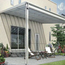 楽天市場 テラス屋根 Ykkap Ykk 工事付 ヴェクターｆ テラス屋根 大型 幅1m85cm 奥行2m67cm 柱の高さ2m50cm Diy エクステリアg Style