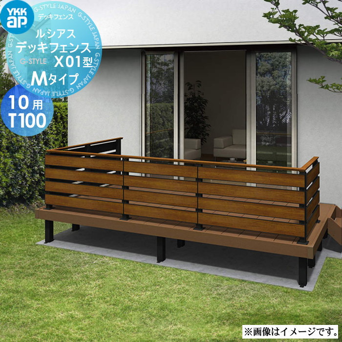 【無料★特典対象】 YKK YKKap ルシアス デッキフェンス X01型 UNT-16 サイズ10用T100 Mタイプ：端（角）柱-中柱納まり用 横スリットタイプ ※本体パネル1枚 ガーデン DIY 塀 壁 囲い 境界 屋外