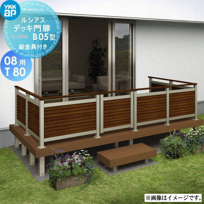 【無料★特典対象】 YKK YKKap ルシアス デッキ門扉 B05型 UNM-25 サイズ08用T80 W707×H720 通風ガラリルーバータイプ ※門扉本体T80（錠金具付き） ガーデン DIY 塀 壁 囲い 境界 屋外