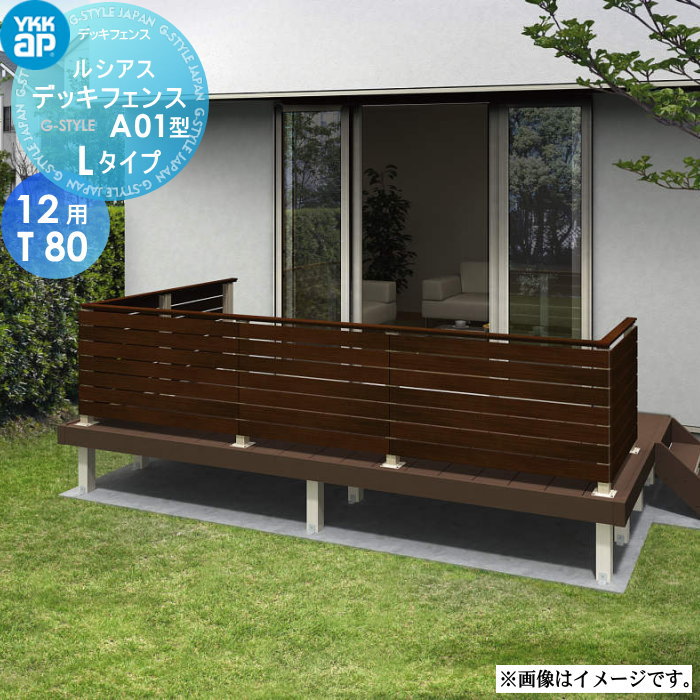 【無料★特典対象】 YKK YKKap ルシアス デッキフェンス A01型 UNT-11 サイズ12用T80 Lタイプ：端（角）柱-端（角）柱納まり用 横板格子タイプ ※本体パネル1枚 ガーデン DIY 塀 壁 囲い 境界 屋外