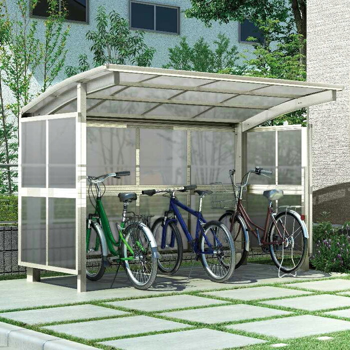【無料★特典対象】 関東・東海エリア限定配達 サイクルポート YKK YKKap アリュース パーク 600タイプ 基本セット 51-21 標準高(H18) アルミ色 8台用 熱線遮断ポリカーボネート 5052mm×2099mm 自転車 屋根 駐輪 diy バイク置き場