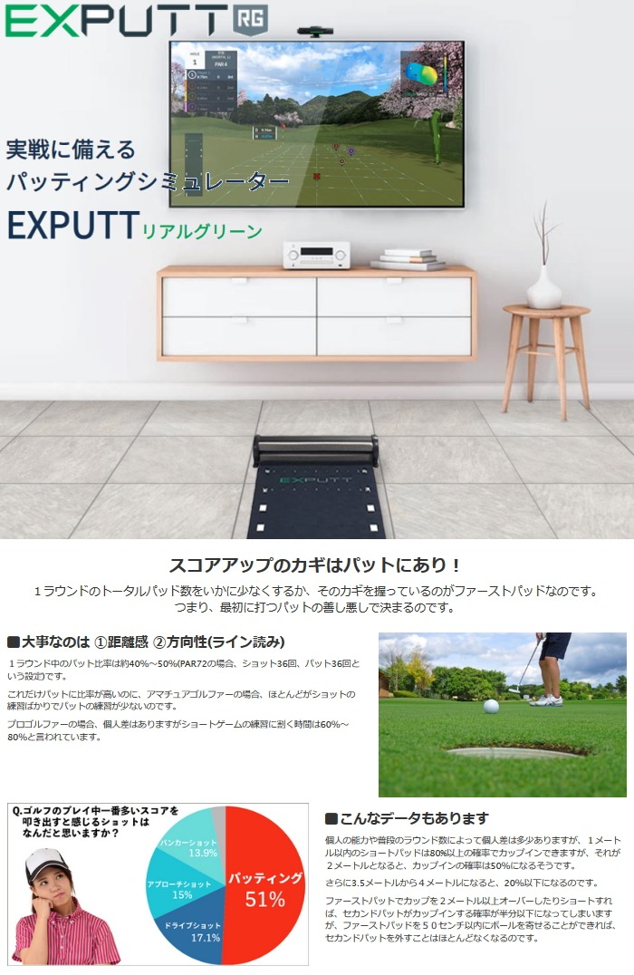 正規販売店 パターゴルフシミュレーター EXPUTT 室内 RG 屋内