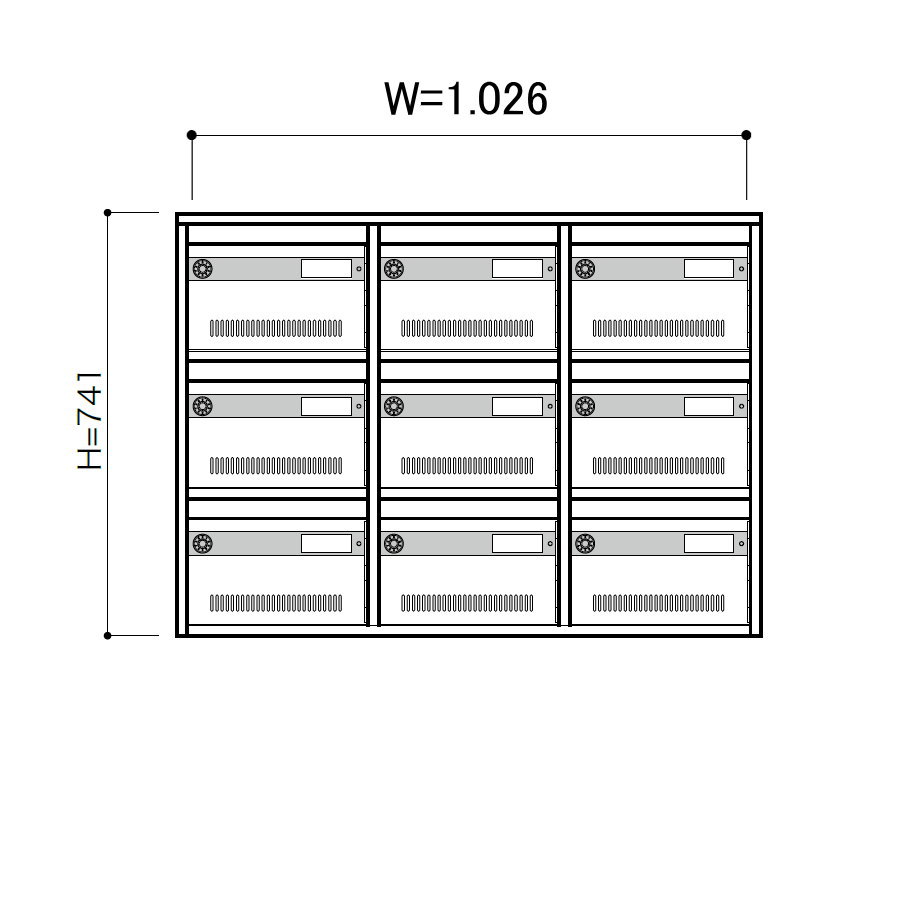 集合郵便受箱ポスト コーワソニア AM-B9（3列3段） ラッチ錠 KOWA