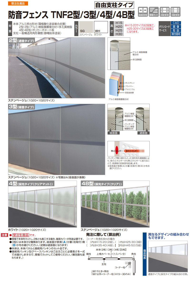 今年も話題の 防音大型フェンス 四国化成 シコク TNF 4B型 間柱タイプ