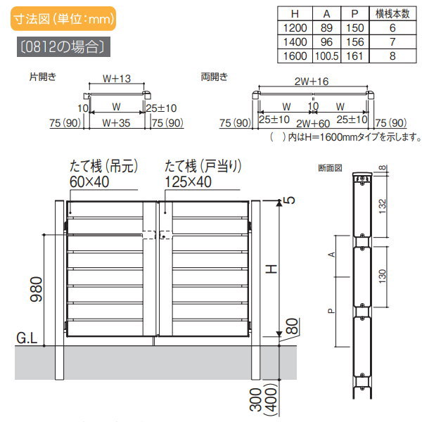 門扉 形材門扉 フレイナSD型 木調タイプ 両開きセット 門柱タイプ 呼称