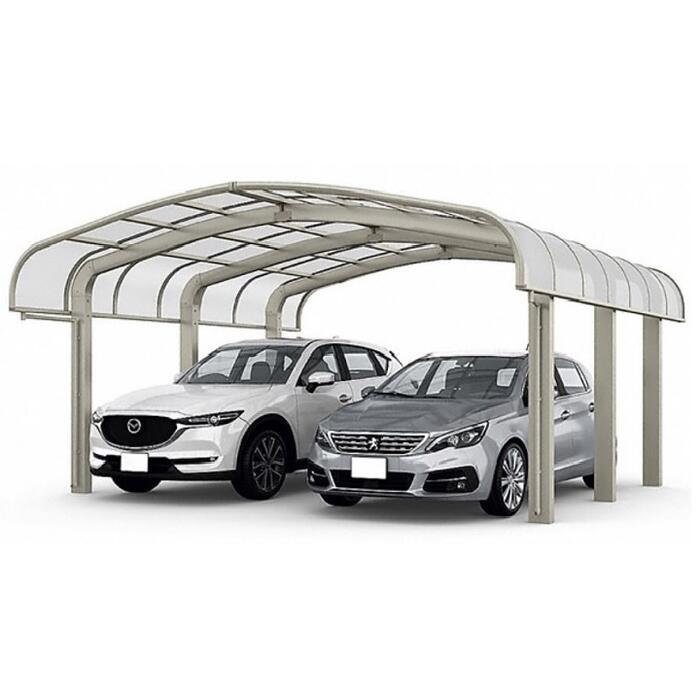 LIXIL リクシル カーポート フーゴR(ラウンドスタイル) 袖壁 M合掌 積雪50cm 2台用 目隠し 駐車場屋根【税込】