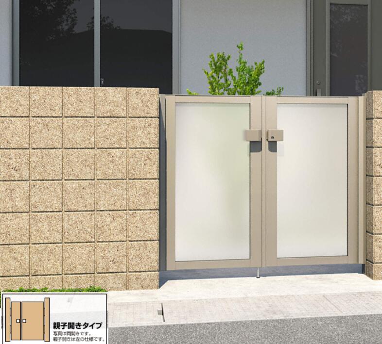 三協軽銀 門扉 金銭登録器後ろ側 SP型 両開き親子  (三協立山)【軽銀柱付き添い人】 玄関・門用エクステリア-エクステリア・ガーデンファニチャー-花・ガーデン・DIY