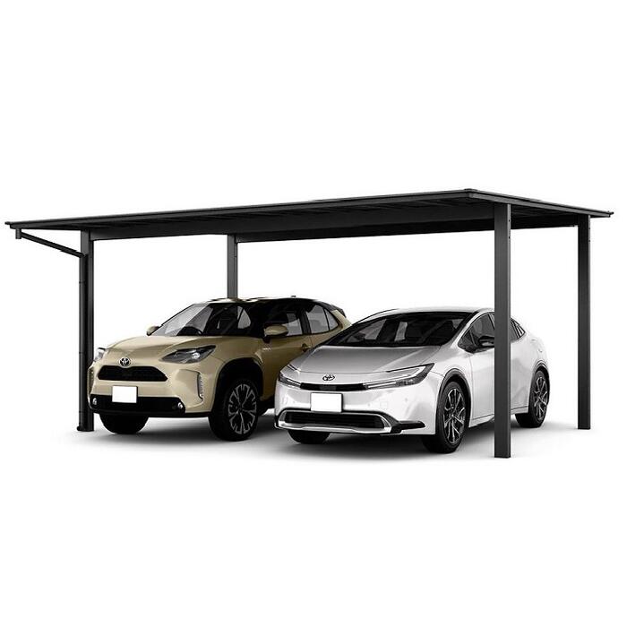 LIXIL リクシル カーポート 2台用 フーゴF (フラットスタイル) ワイド ブラックポリカ仕様 積雪20cm対応 駐車場屋根【税込】