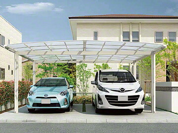 LIXIL リクシル カーポート 2台用 フーゴA (アーチスタイル) ワイド 駐車場屋根【消費税込み】｜業界大手！直販のエクスショップ