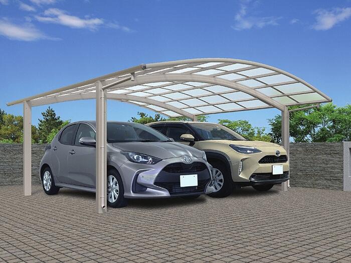 エクスショップ Value Select カーポート 駐車場屋根 プレシオスポート アール型 2台用【税込】｜業界大手！直販のエクスショップ