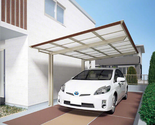 四国化成 スマートポートR 木調タイプ カーポート 1台用 片流れ 駐車場屋根【税込】|業界大手!直販のエクスショップ