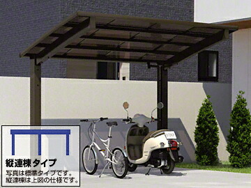 サイクルポート 三協アルミ カムフィエース ミニタイプ 基本タイプ 2918 H25 高さ2500 ポリカ屋根 『サビに強いアルミ製 家庭用 自転車置き場 屋根』