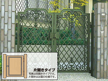 三協軽銀 門扉 ラビロス1型 片食い違い  (三協立山)【軽銀柱付き添い人】