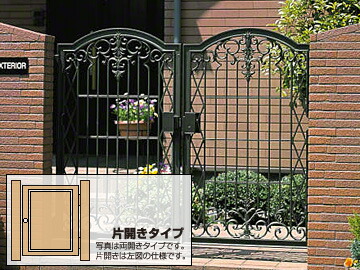 三協軽銀 ラビロス2型 片食い違い 門扉  (三協立山)【軽銀柱付き添い人】