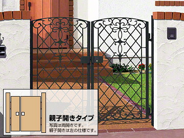 三協アルミ 門扉 キャスリート1型 両開き親子 (三協立山)【アルミ柱付き】