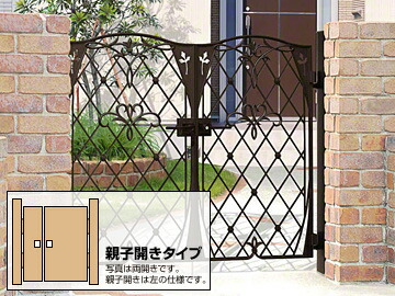 三協アルミ 門扉 ハーベリー2型 両開き親子 (三協立山)【アルミ柱付き】