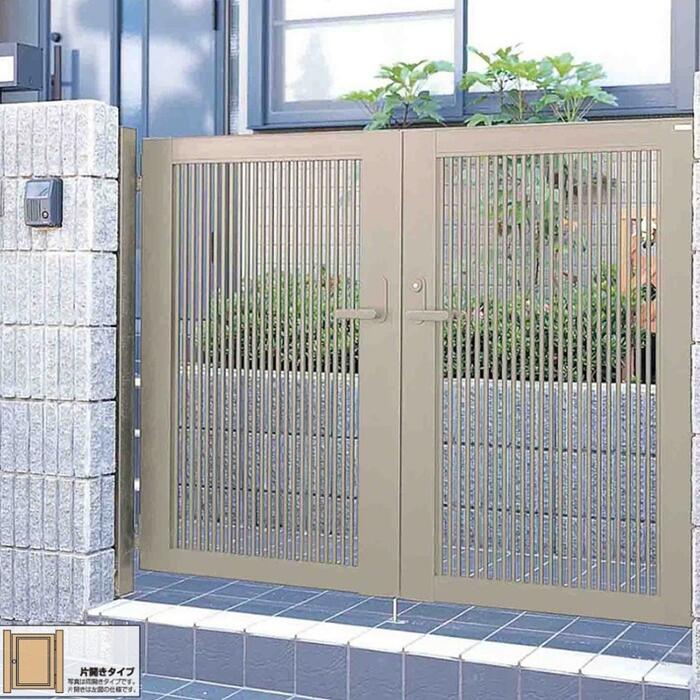 四国化成 クレディ門扉 2型 たて細格子 片開き【アルミ柱付き】