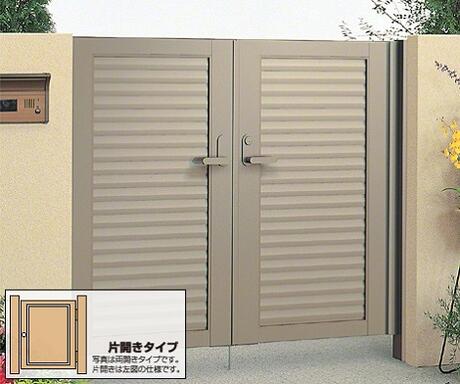 四国化成 クレディ門扉 6型 横目隠し 片開き 門扉【アルミ柱付き】｜業界大手！直販のエクスショップ