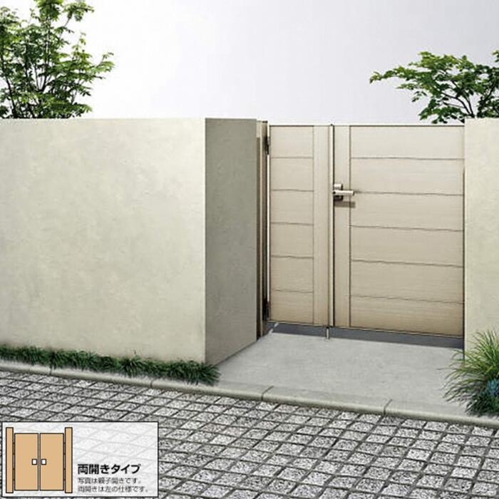 YKKAP YKK ルシアス 門扉 YM2型 横包みかくし 両開き 軽銀色【軽銀柱付き添い人】 門扉-花・ガーデン・DIY-玄関・門用エクステリア