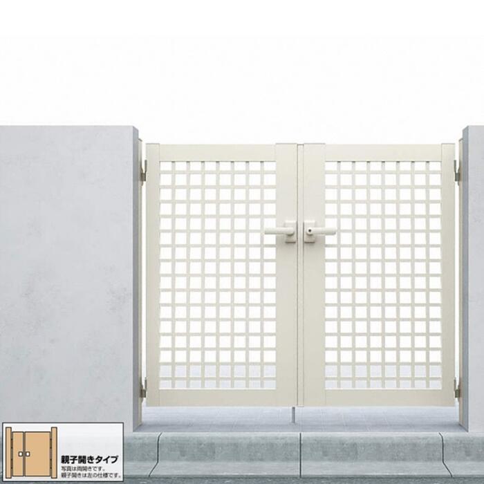 YKKAP YKK シンプレオ 門扉 XB1型 井桁格子 親子開き【アルミ柱付き】