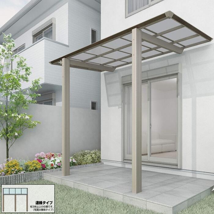 四国化成 ベランダ屋根 テラス屋根 スマートトップ 独立テラス 前柱仕様 連棟 木調タイプ【税込】｜業界大手！直販のエクスショップ