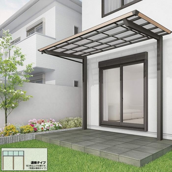 四国化成 ベランダ屋根 テラス屋根 スマートトップ 独立テラス 後柱仕様 連棟 木調タイプ【税込】｜業界大手！直販のエクスショップ