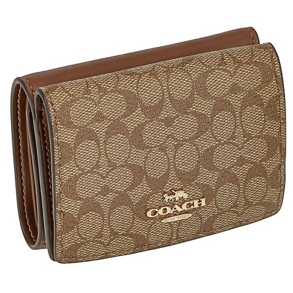 コーチ コンパクト財布 折財布 三つ折り財布 シグネチャー レディース COACH 91806 IME74 カーキ ブラウン プレゼント 15,914円