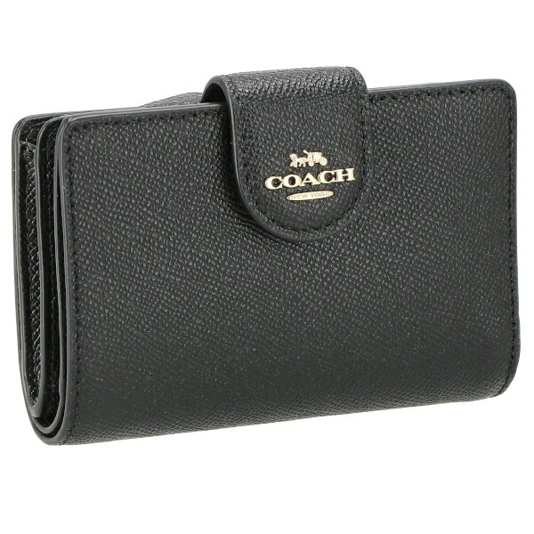 コーチ職 二つ折り紙入れ 折紙入れ レディース メンズ 定期入れ なめし革 COACH 6390 IMBLK 黒いこと 差し上げ物