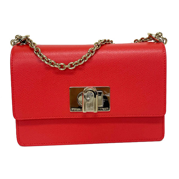 FURLA メトロポリス チェーンバッグ ポシェット ミニホルダー ラメ レッド FURLA フルラ メトロポリス ミニショルダーバッグ ファー
