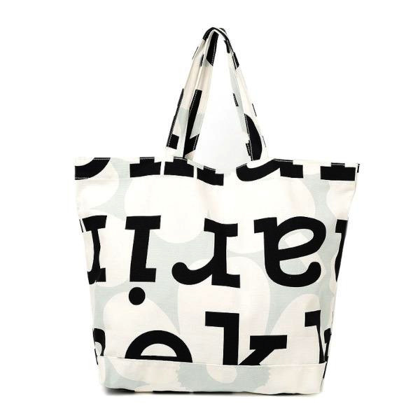 マリメッコ トートバッグ 手提げバッグ コットントート レディース Pieni Ahkera UNIKKO アーケラ ウニッコ marimekko 091011 619 ライトグリーン オフホワイト