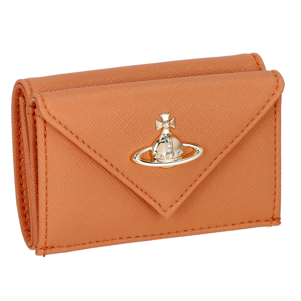 ヴィヴィアンウエストウッド 折り紙入れ 三つ折紙入れ ミニ紙入れ レディース SAFFIANO BIOGREEN Vivienne Westwood 51010057U F401 オレンジ色 差し上げ物