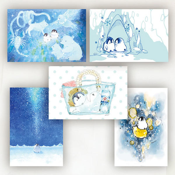 楽天市場 もこぺん ポストカード ブルー クリックポスト対応 小鳥グッズ 小鳥雑貨 文房具 ステーショナリー はがき 絵はがき コレクション イラスト ペンギン ぺんぎん ペンギンヒナ クリエイティブモーション Exceedjapan