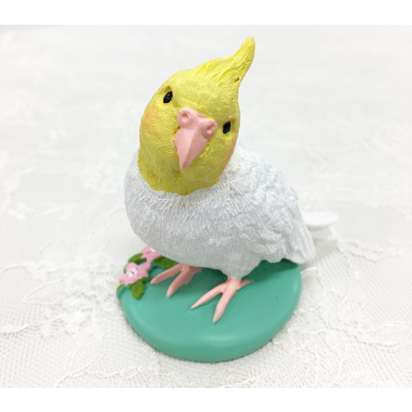 【kotoriiro】レジンフラワー　オカメインコ白（フィギュア）　◆小鳥グッズ 小鳥雑貨 ホビー インテリア 置き物 飾り