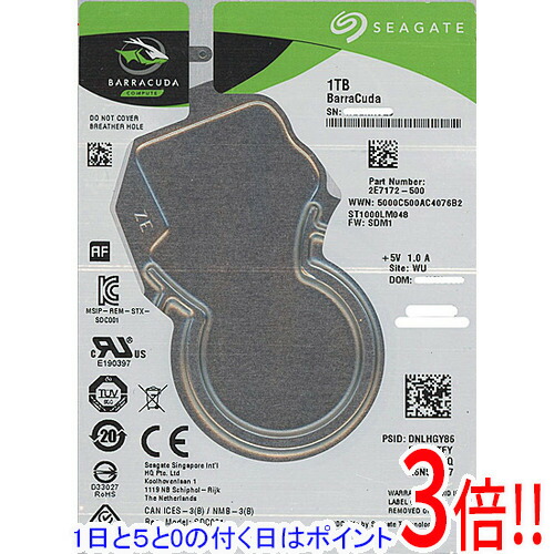 【1日と5.0のつく日、18日はポイント3倍！】SEAGATE ノート用HDD 2.5inch ST1000LM048 1TB 7mm