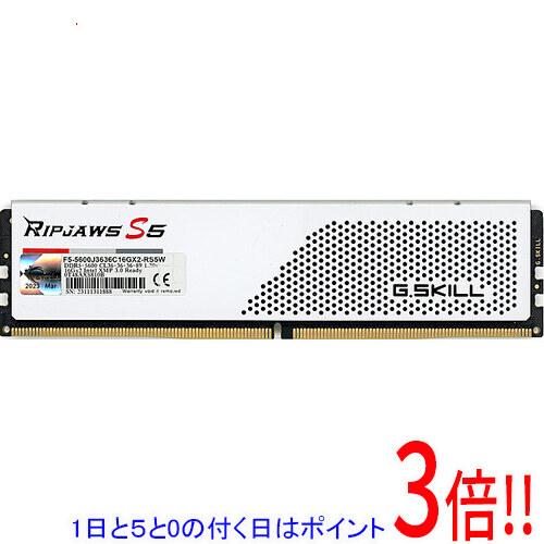 【1日と5.0のつく日、18日はポイント3倍！】【中古】G.Skill デスクトップ用 F5-5600J3636C16GX2-RS5W DDR5 PC5-44800 16GB 2枚組