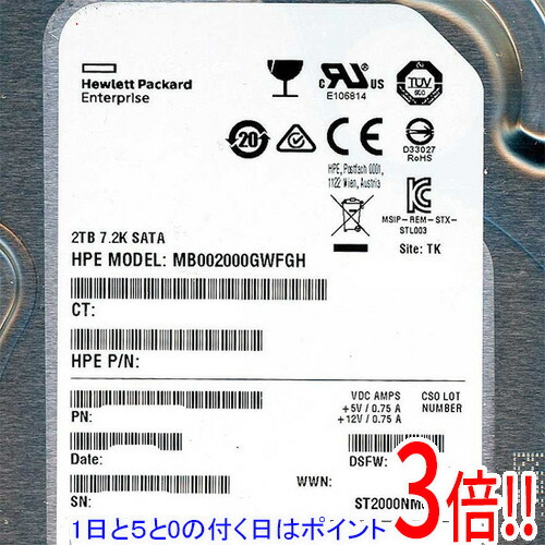 【1日と5.0のつく日、18日は尖んがり3倍！】SEAGATE HDD ST2000NM0008 2結核症 SATA600 7200