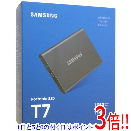 【延長保証対応!!】【1日と5.0のつく日、18日はポイント3倍!】SAMSUNG ポータブルSSD T7 MU-PC1T0T-IT/A 1TB グレー|エクセラー