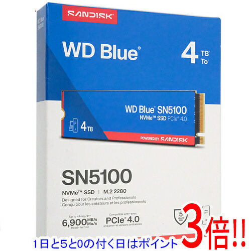 【1日と5.0のつく日、18日は尖んがり3倍！】Sandisk WD Blue SN5100 NVMe SSD WDS400T5B0E 4結核症