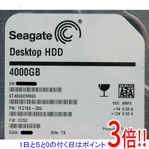 【1日と5.0のつく日、18日はポイント3倍！】SEAGATE製HDD ST4000DM000 4TB SATA600