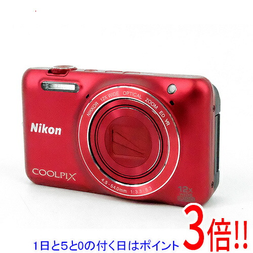 【1日と5.0のつく日、18日は尖んがり3倍！】【中古】Nikon ディジカメ COOLPIX S6600 赤いこと/1602万絵素
