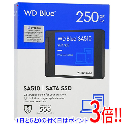 【1日と5.0のつく日、18日は尖んがり3倍！】Western Digital SSD WD Blue SA510 SATA WDS250G3B0A-EC 250GB