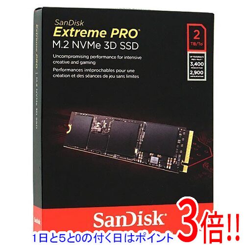 【1日と5.0のつく日、18日はポイント3倍！】SANDISK SSD エクストリーム プロ SDSSDXPM2-2T00-G25 2TB 27,792円