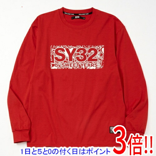 【1日と5.0のつく日、18日はポイント3倍！】SY32 by SWEET YEARS XLサイズ HEART PATTERN BOX LOGO L/S TEE 11501 レッド