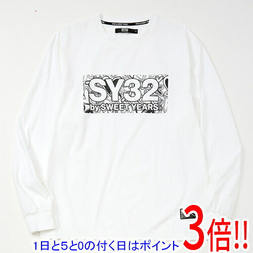 【1日と5.0のつく日、18日はポイント3倍！】SY32 by SWEET YEARS XLサイズ HEART PATTERN BOX LOGO L/S TEE 11501 ホワイト