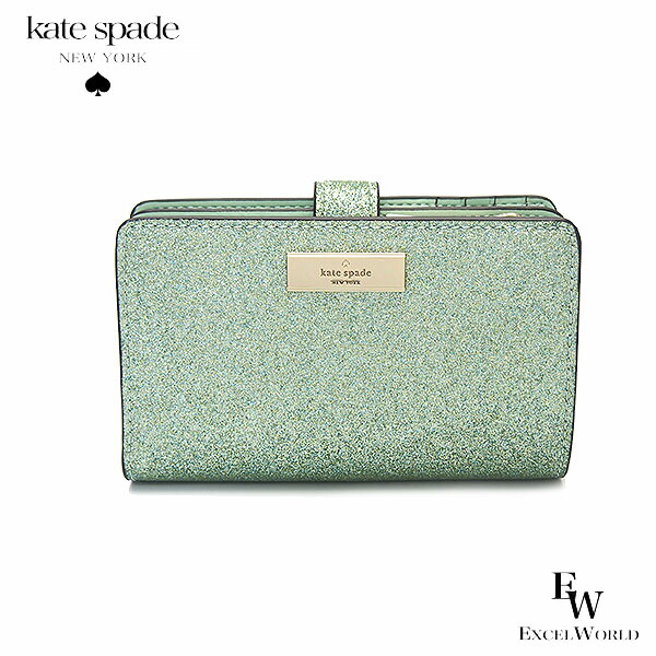 ケイトスペード 財布 アウトレット 二つ折り財布 専用ボックス付き KK321 300 kate spade グリッターファブリック グリーン エクセルワールド 誕生日 ギフト プレゼントにも レディース ブランド ウォレット