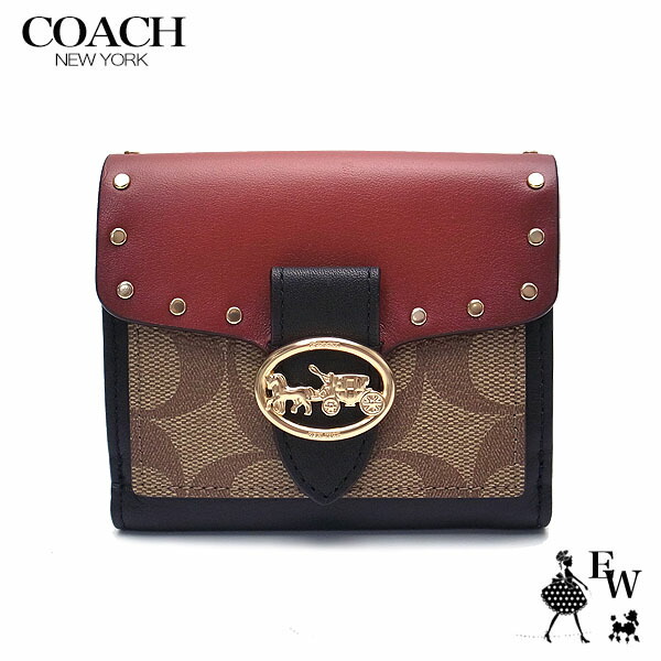 公式の コーチcoach 財布 アウトレット 二つ折り財布 6791 Imrl7 スタッド キャリッジ ミニ財布 カーキマルチ あす楽 エクセルワールド レディース ブランド プレゼントにも ウォレット 財布 爆安プライス Www Nripost Com