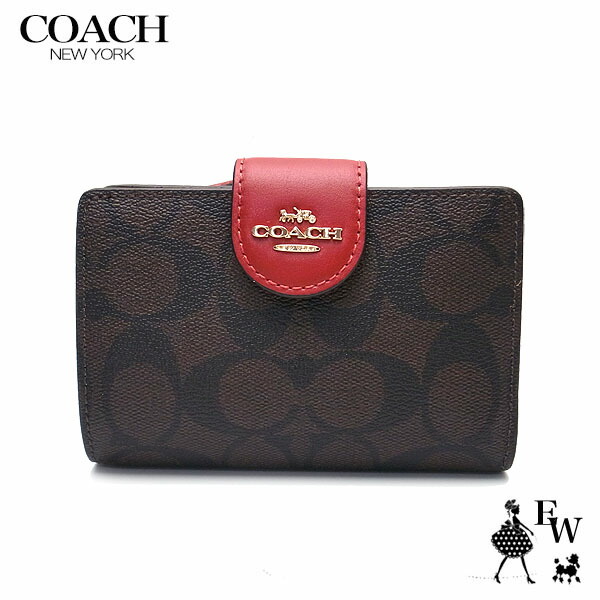 売れ筋ランキングも掲載中！ コーチ 財布 COACH アウトレット 二つ折り財布 C0082 IMRVQ コーナージップ ミニ財布 ブラウン×レッド  あす楽 エクセルワールド 誕生日 ギフト プレゼントにも レディース ブランド ウォレット www.boitearire.fr