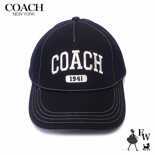 コーチ キャップ COACH アウトレット 帽子 エンブロイダード トラッカーキャップ CQ728BLK M-Lサイズ ブラック エクセルワールド メンズ レディース ブランド 誕生日 ギフト プレゼントにも ブランド キャップ 父の日ギフトに