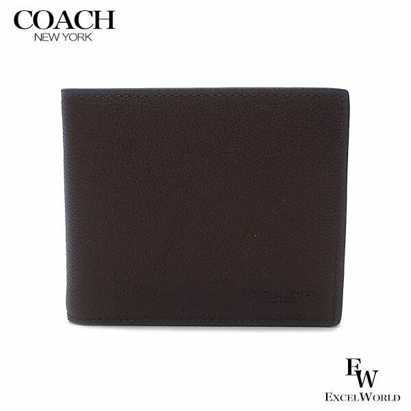 コーチ 財布 アウトレット メンズ 二つ折り財布 CR911 MAH COACH スムースカーフレザー マホガニー  エクセルワールド 誕生日 ギフト プレゼントにも ブランド ウォレット 父の日ギフトに