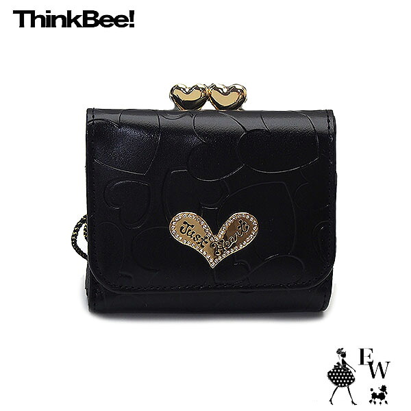シンクビー 財布 Think Bee ハーティハート 三つ折財布 ブラック A003266 エクセルワールド 誕生日 ギフト プレゼントにも ブランド バッグ財布 TP10｜エクセルワールド